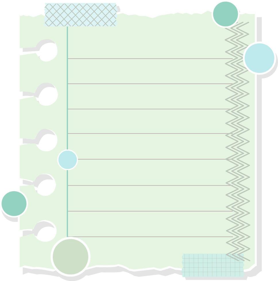 Cute Pastel Color Paper Notes With Sticker And Washi Tape Illustration vector