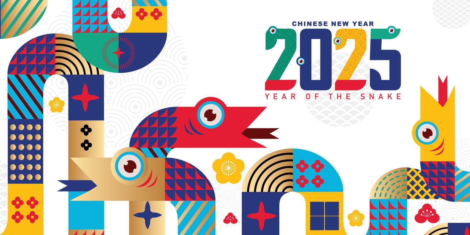 chinese new year 2025, year of the snake background with modern trendy concept vector