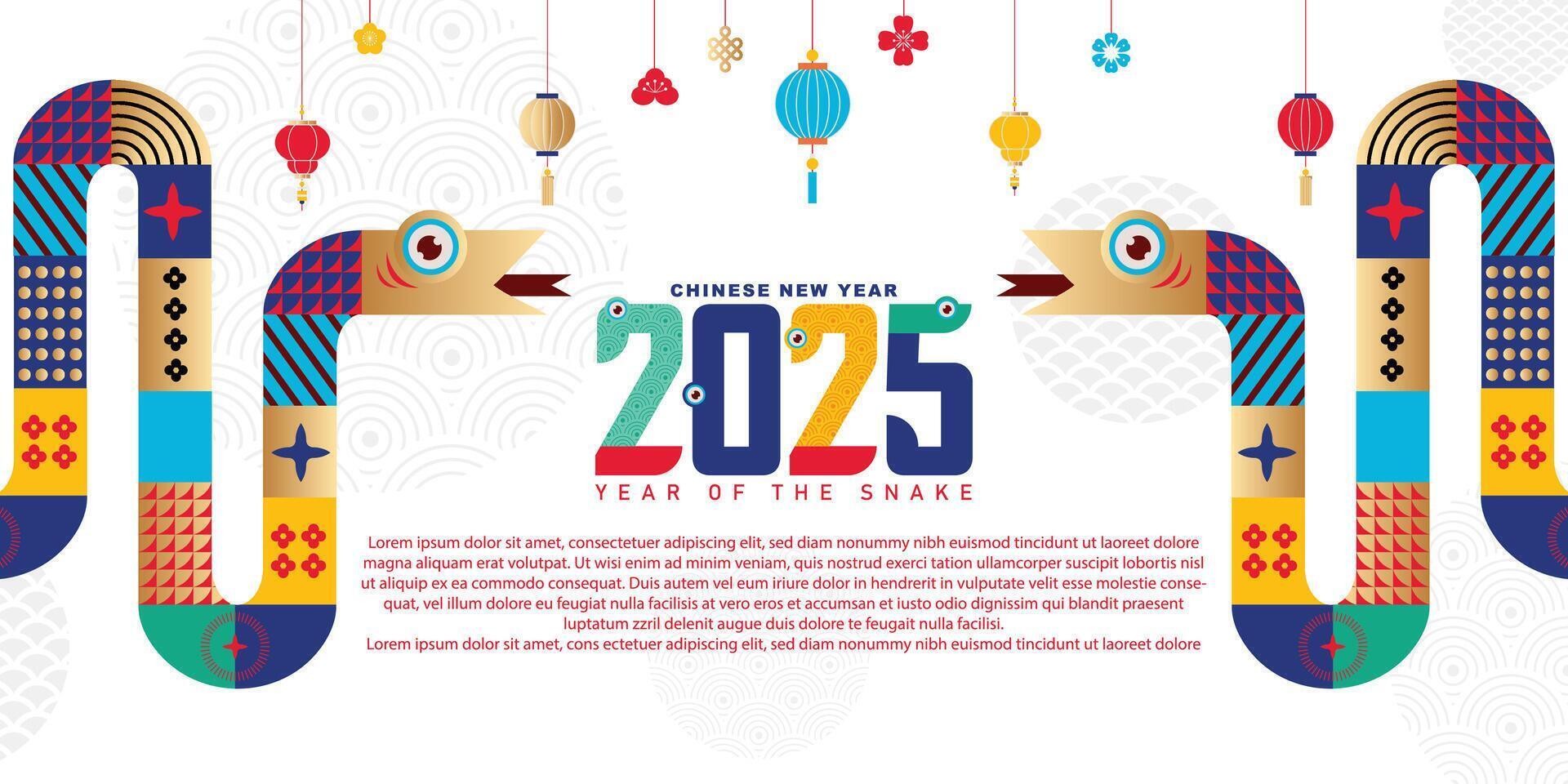 chinese new year 2025, year of the snake background with modern trendy concept vector