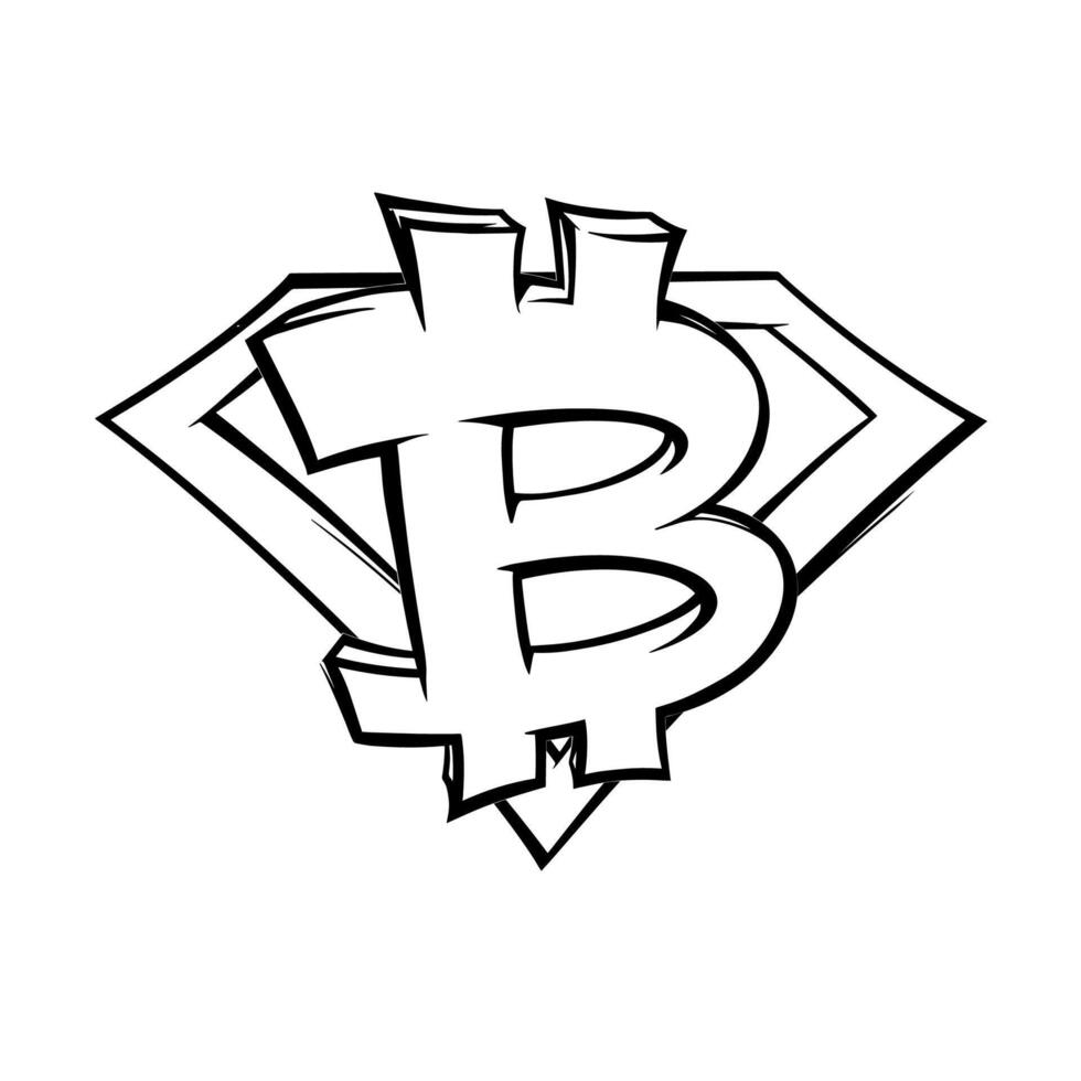 Bitcoin sign for printing and coloring. vector