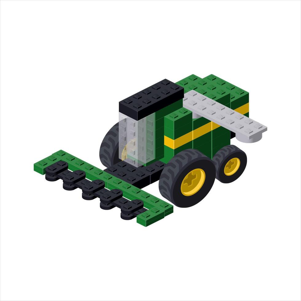 Combine in isometric view assembled from plastic blocks. vector