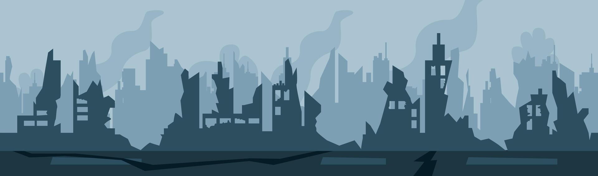 Destroyed city concept landscape background vector