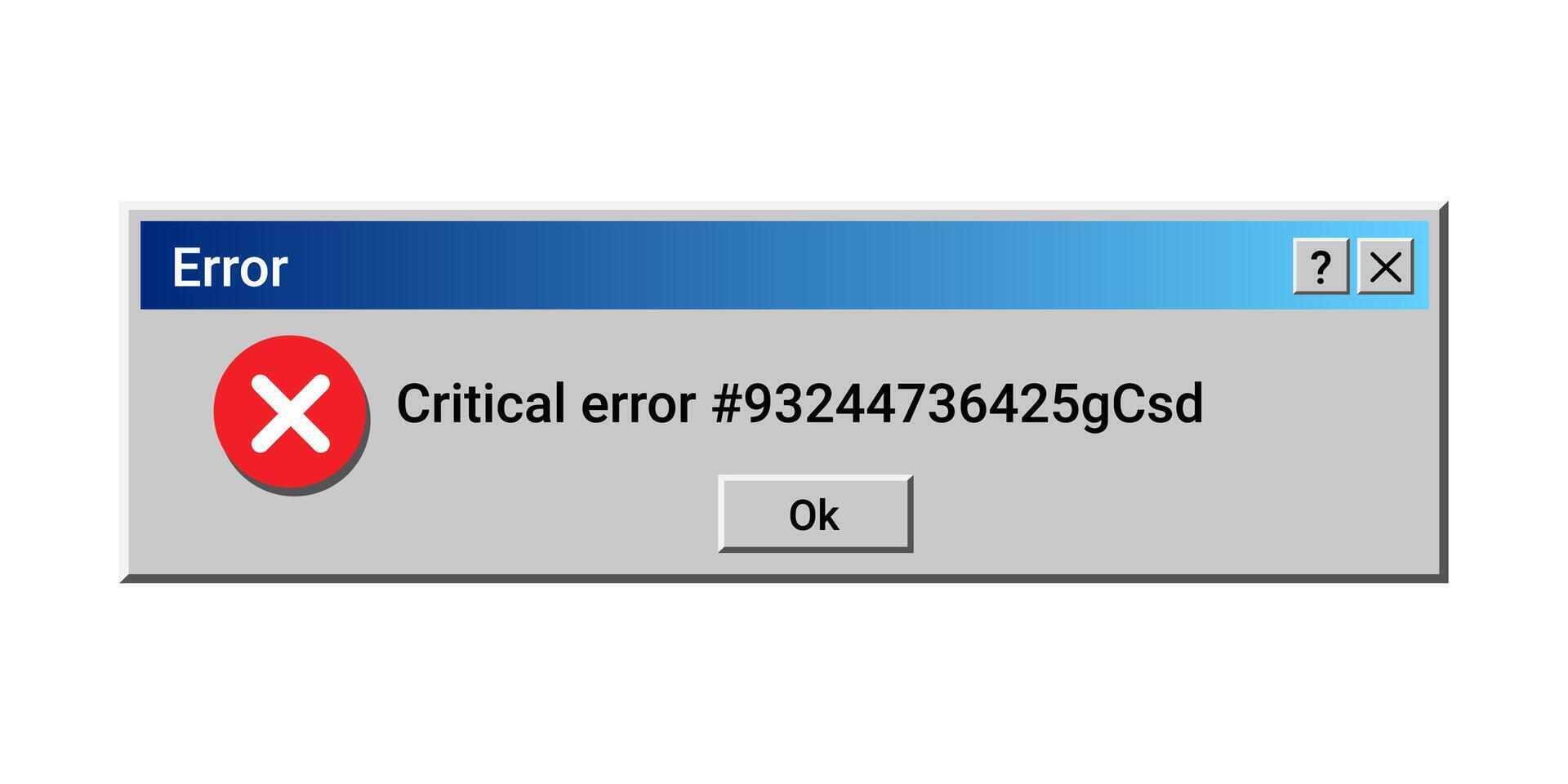 Retro error warning information message. Alert notification on your computer. vector