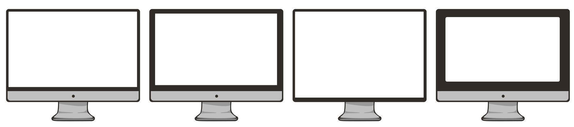 Modern digital monitors set. Portable blank led screen with highquality resolution vector