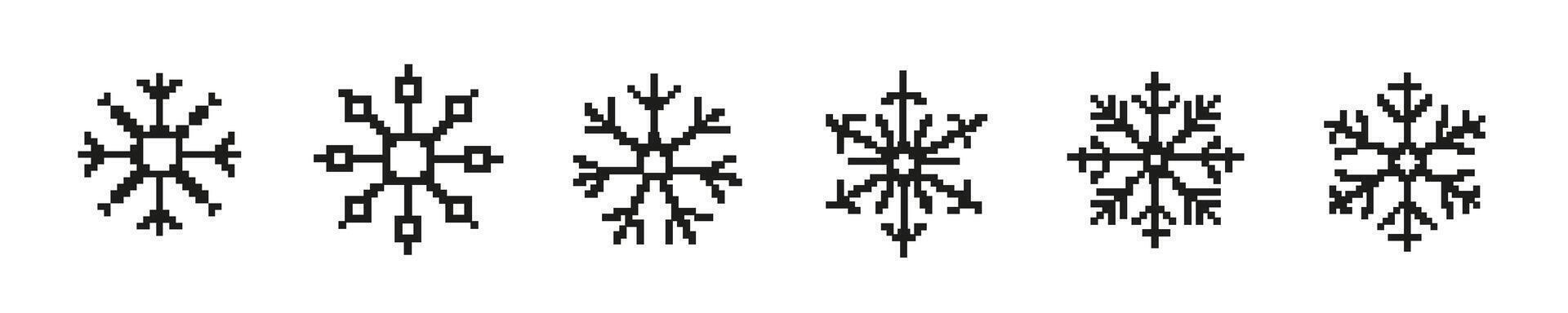 8 bit snowflake icon. Pixel retro arcade game frozen winter symbol vector