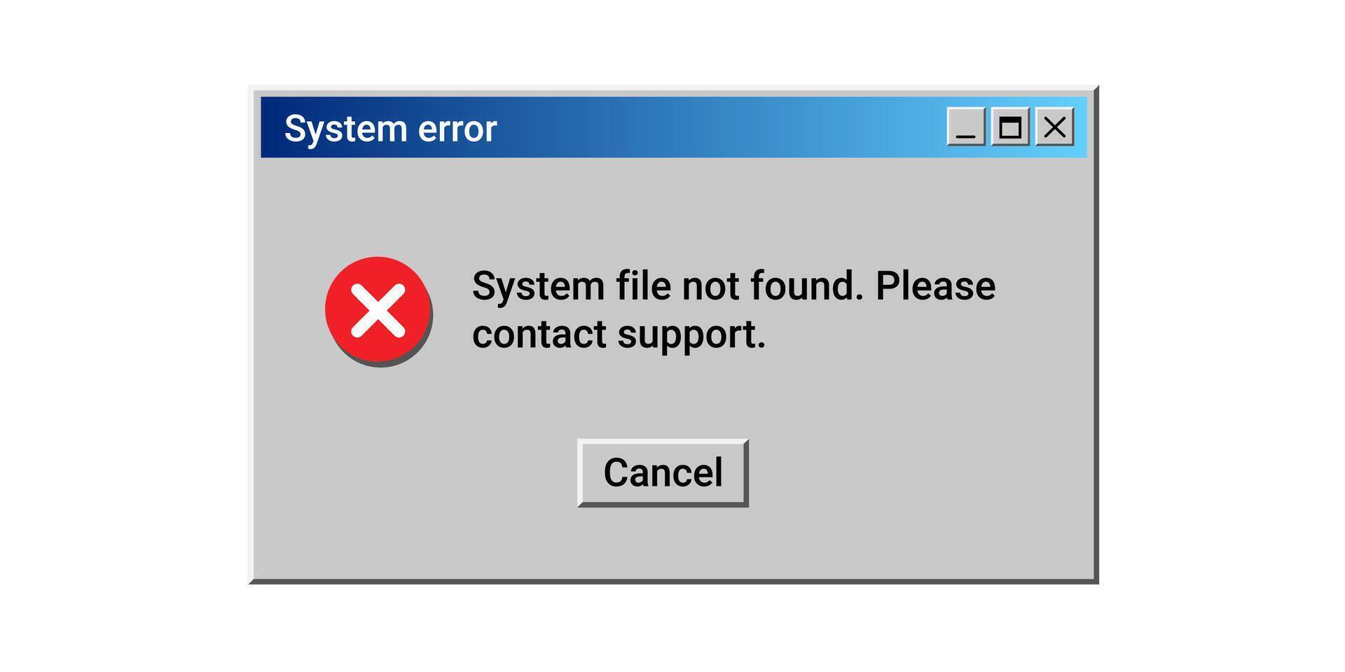 Red error message. Crash notification. Old error icon on PC. vector