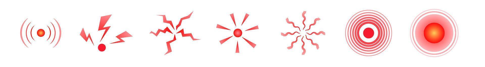 Neck pain joint icon. Throat pain point red circle symbol. vector
