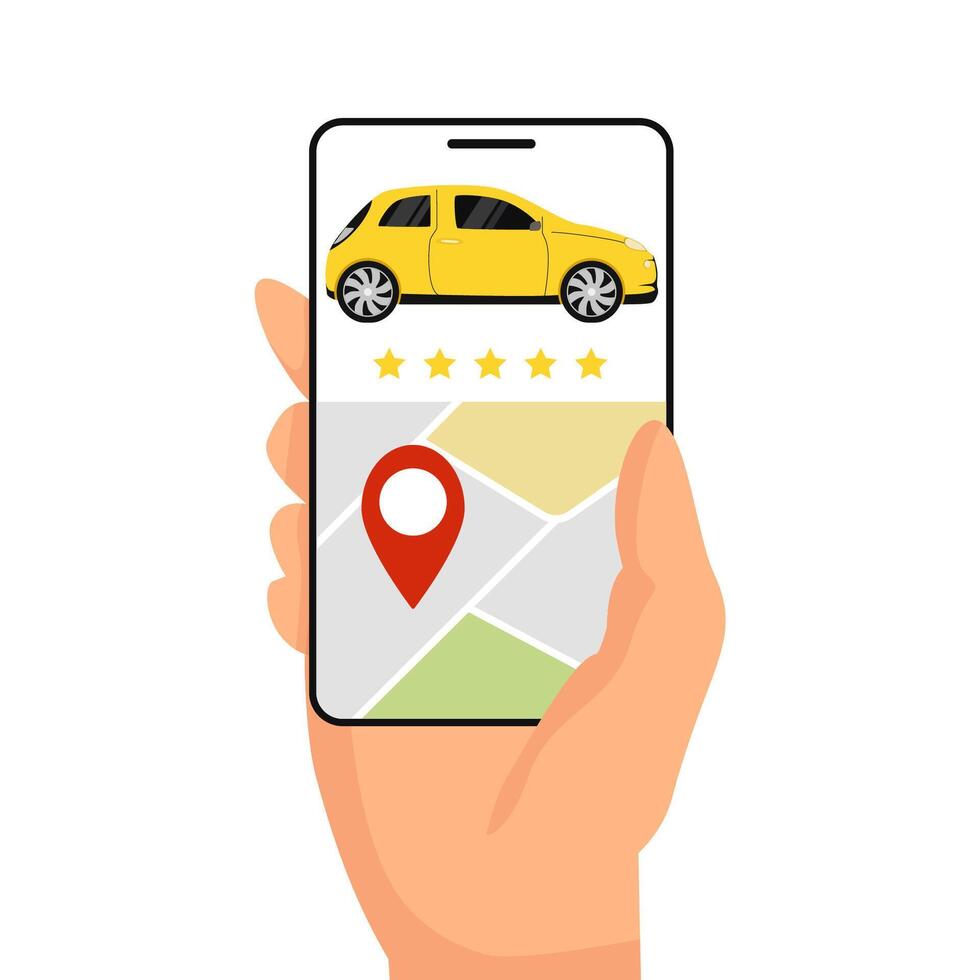 mobile taxi app application. Yellow cab sarvice vector