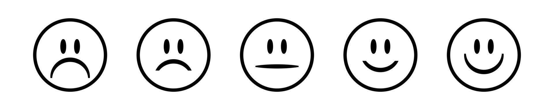 Line face feedback customer satisfaction scale. Emoji happy and sad faces rating. vector