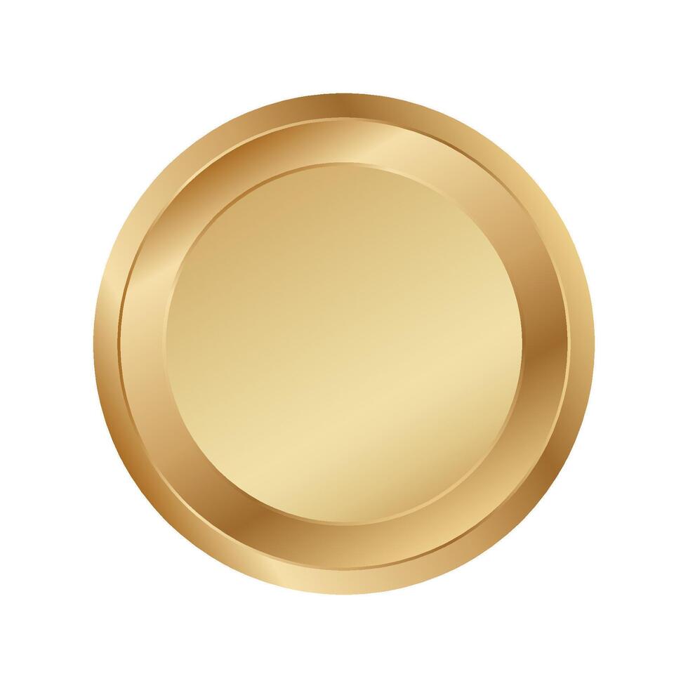 Golden circle ring . Gold round disk vector