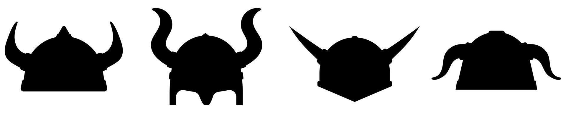 Viking helmets with horns silhouette vector