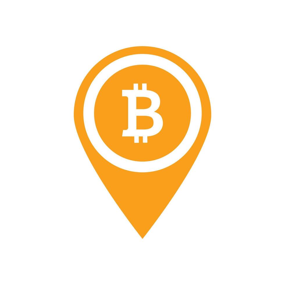 bitcoin map pin digital currency exchange pointer vector