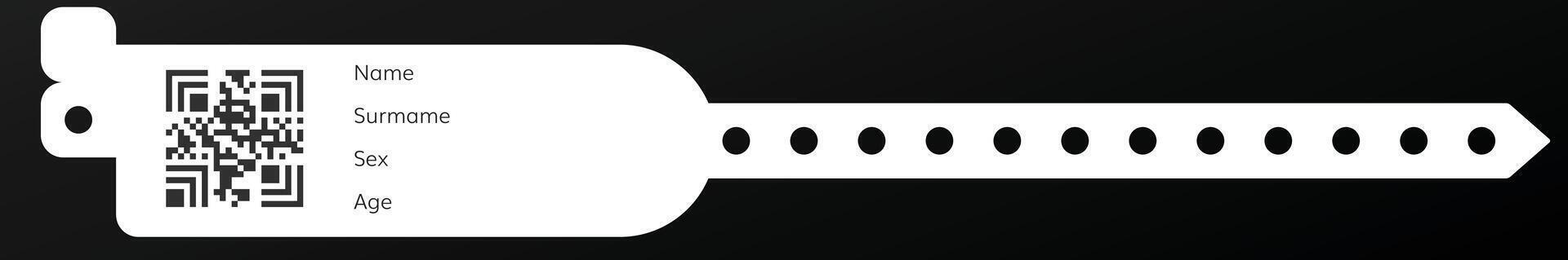 Medical bracelet with patient data mockup vector