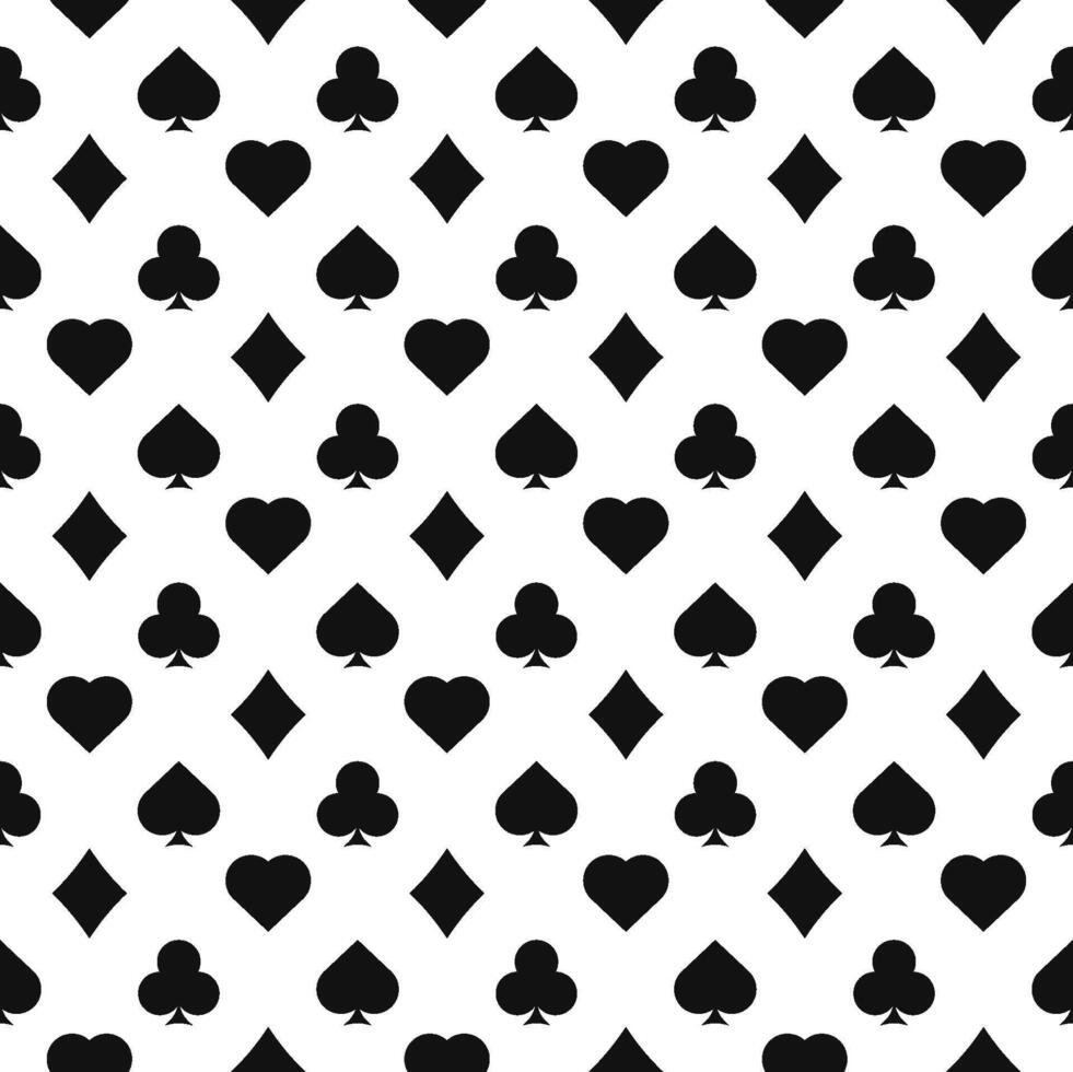 Black and white card playing suits seamless pattern vector
