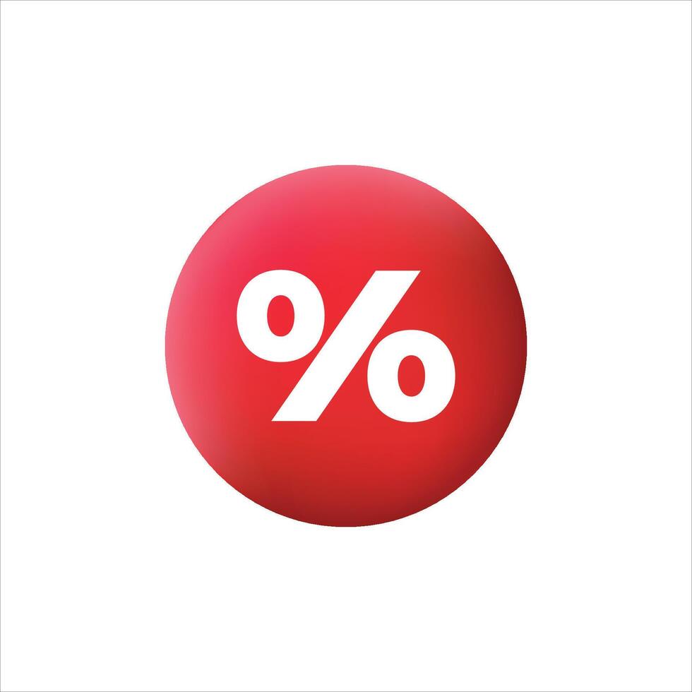 percent red circle 3d banner vector