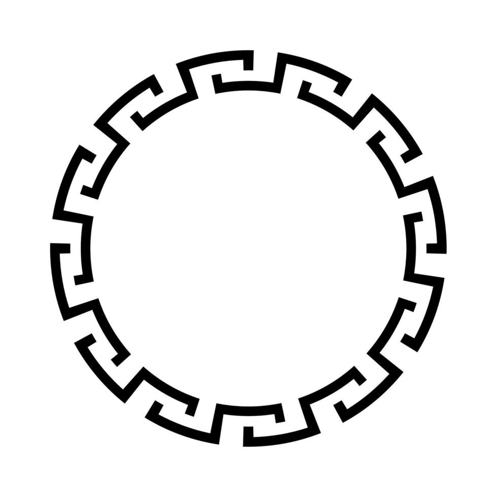 Greek circle frame border meander round vector