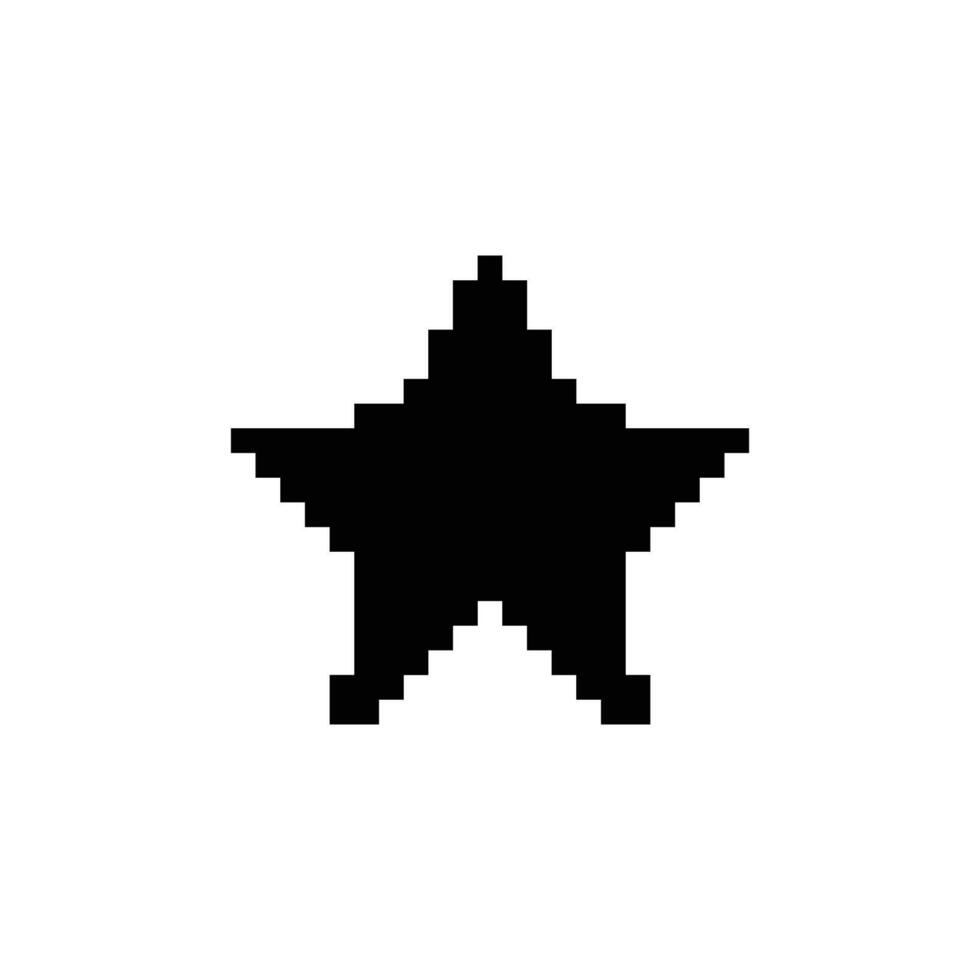 Black pixel star. Design element with jagged 8bit edges vector