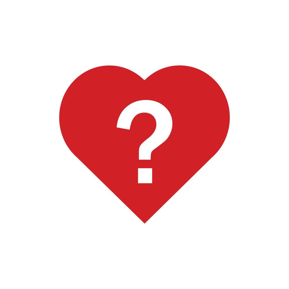 heart question mark icon. Red health blood preasure vector