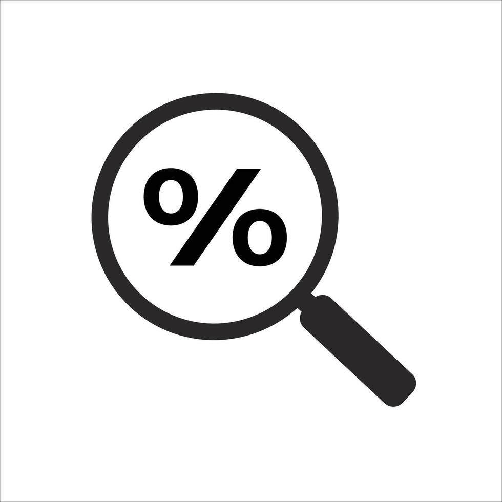 percent search magnify glass icon vector