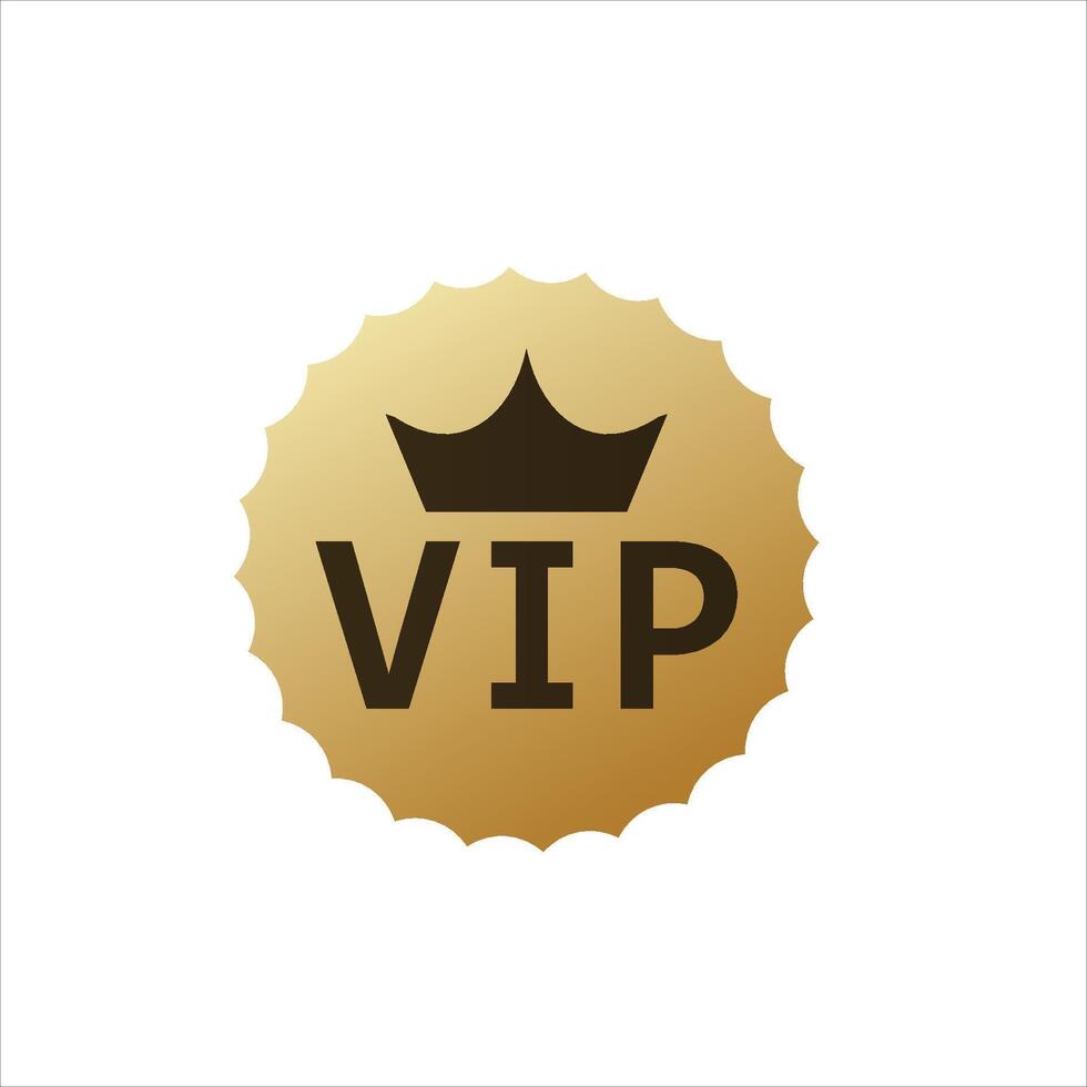 Golden round sticker with vip crown vector