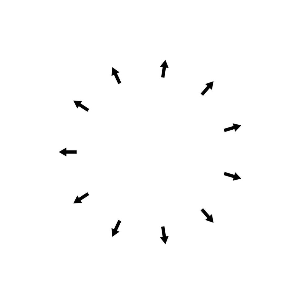 Arrow radial spread . Circle dilation sign vector