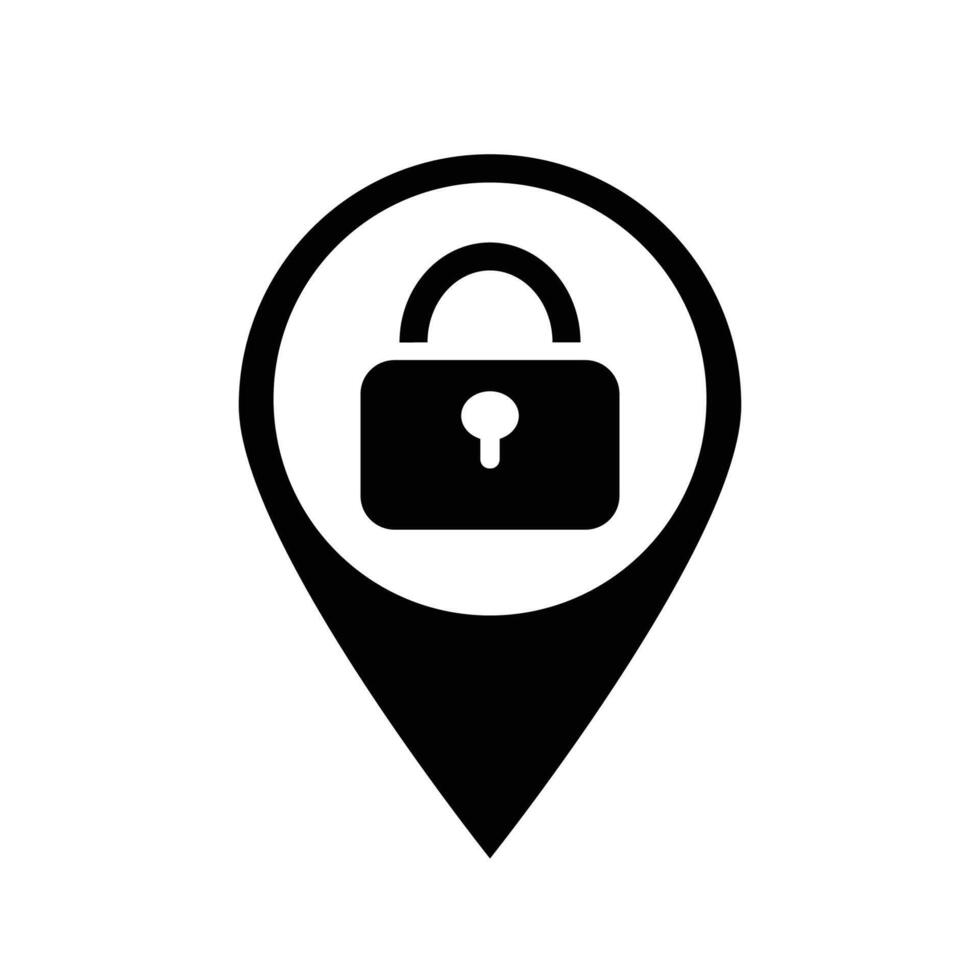 map pin lock closed black icon vector