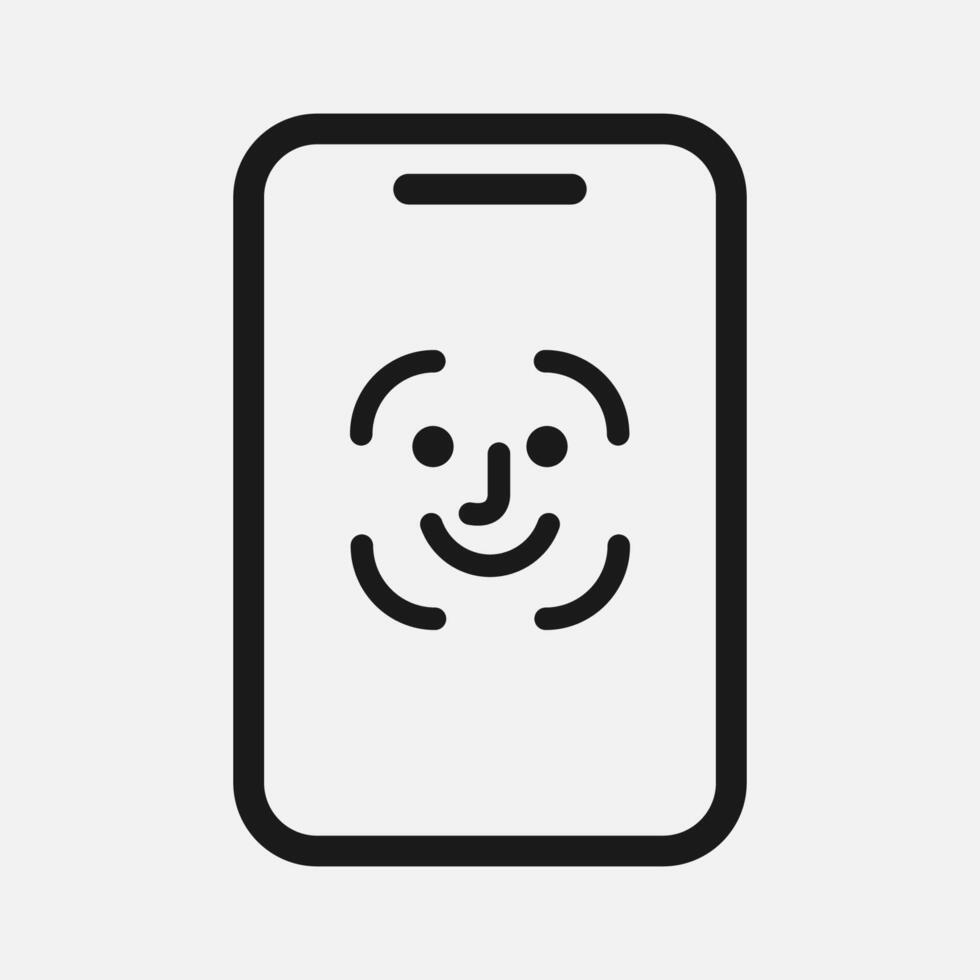 mobile phone face recognition id icon vector