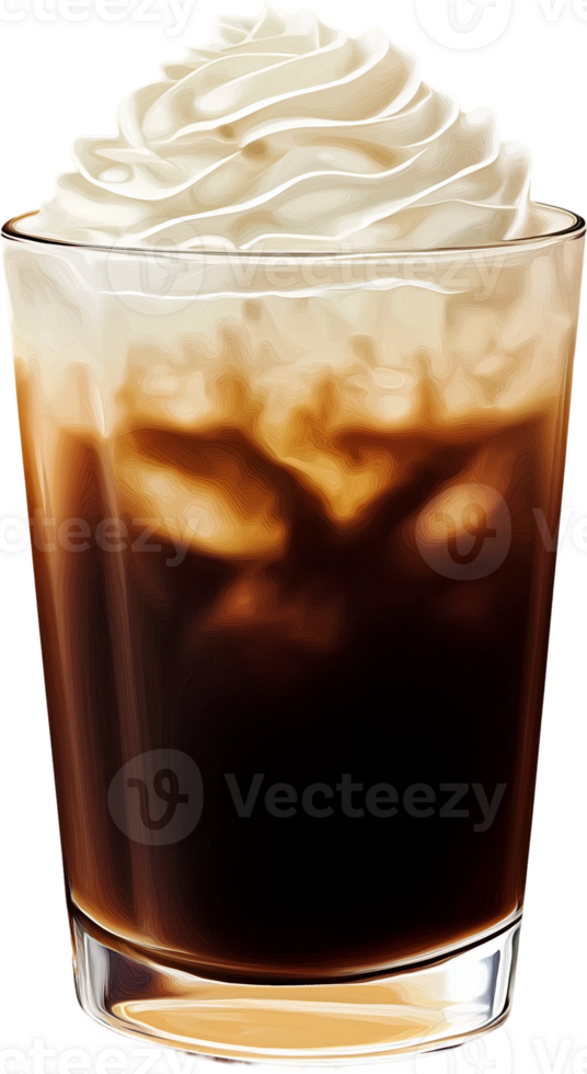 glass of americano with foam png