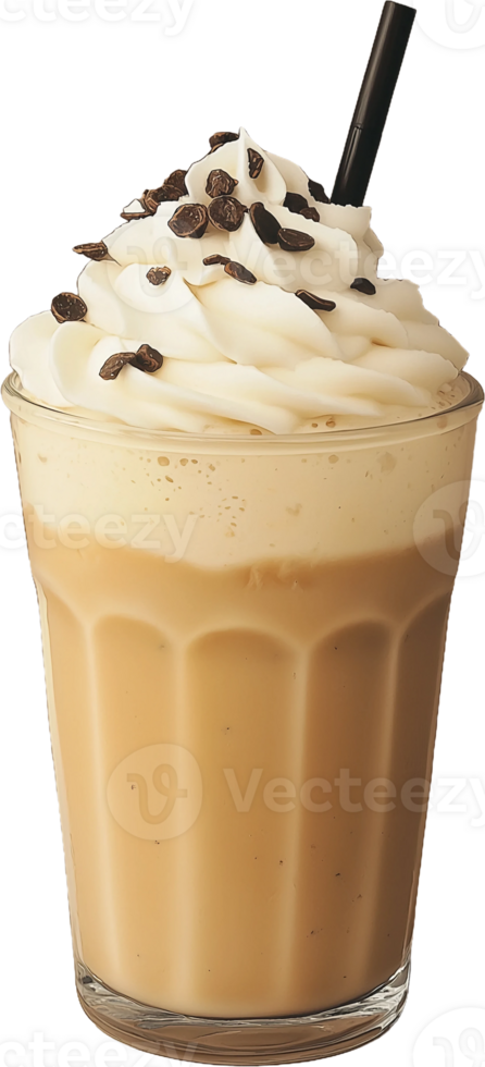 an iced coffee with whipped cream png