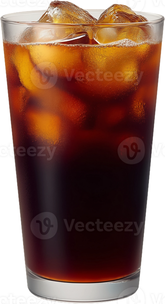 a glass of iced coffee on a transparent background png