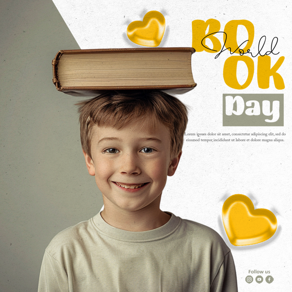 Flat design world book day flyer template psd