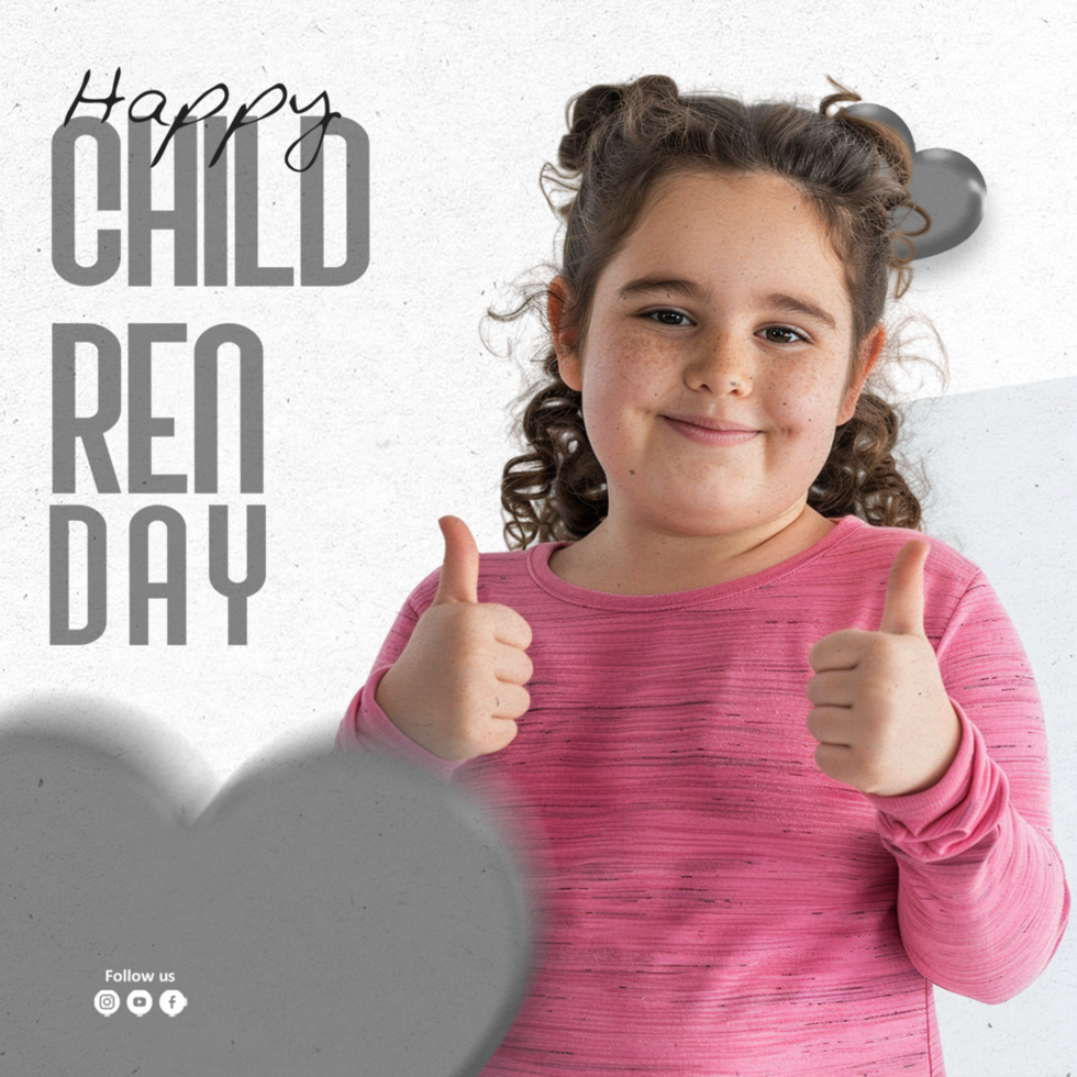 Happy Children day related social media post banner or square flyer template psd