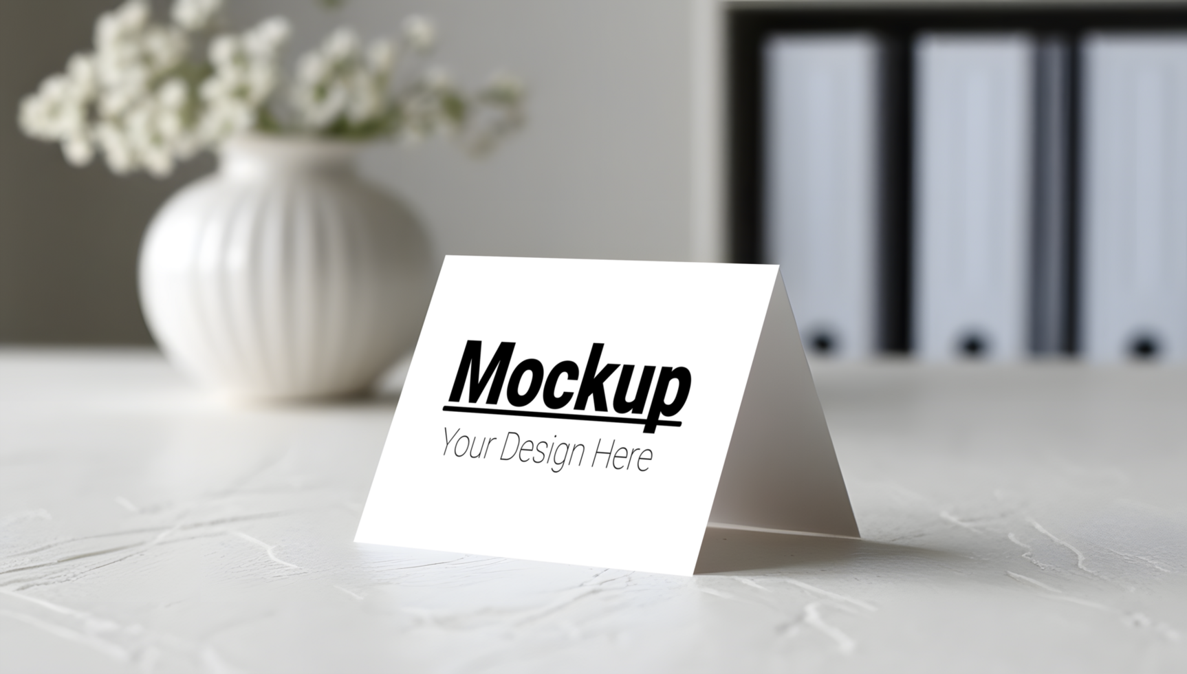 Modern Minimalist Greeting Card Mockup with Vase Background psd