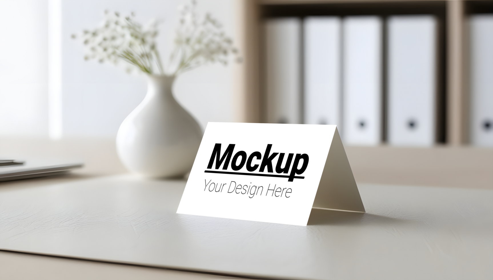 Simple Card Mockup with Vase Decor psd