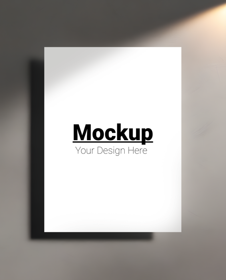 A blank white paper mockup with a light on it psd
