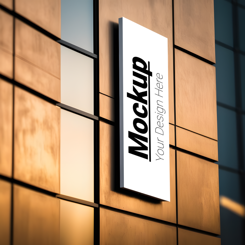 Modern office building with modern sign mockup psd