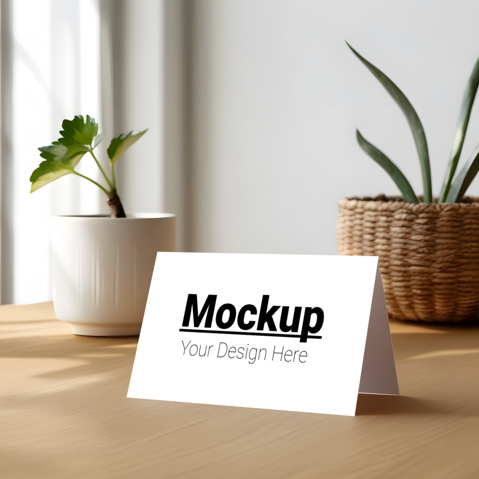 White card mockup on a table psd