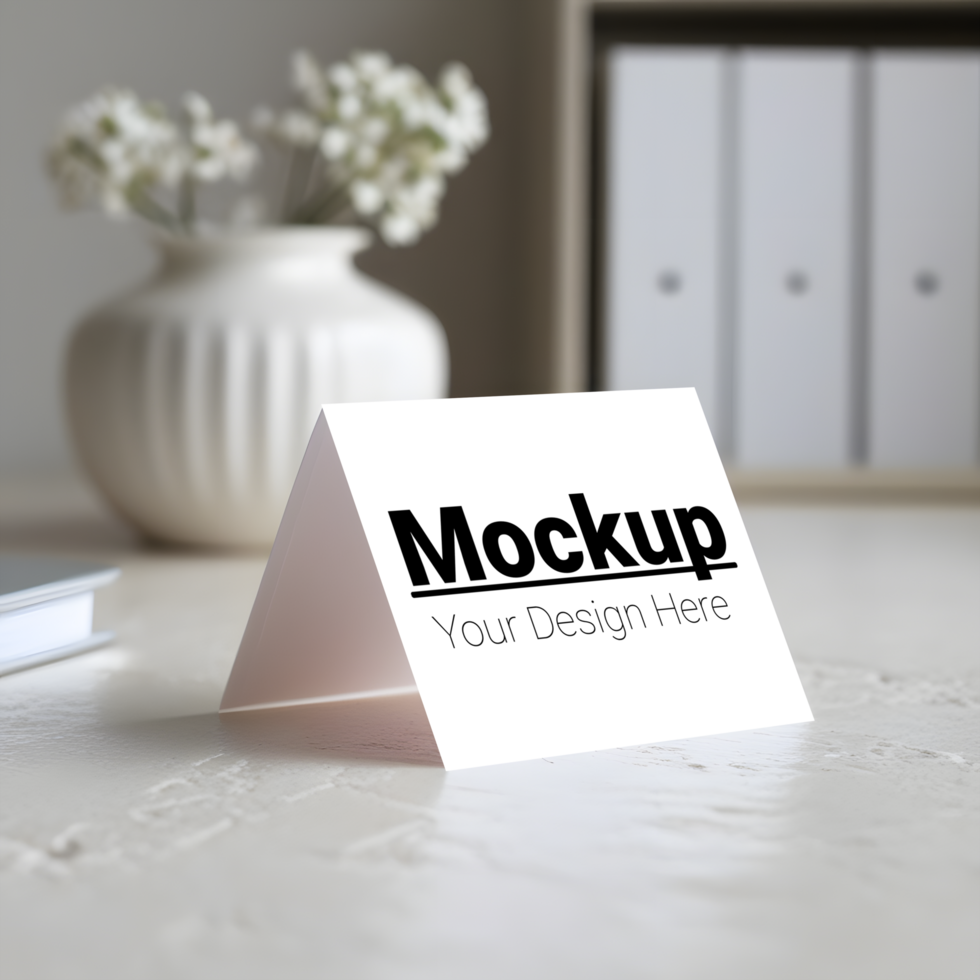 Minimalist Card Mockup with Vase Accent psd