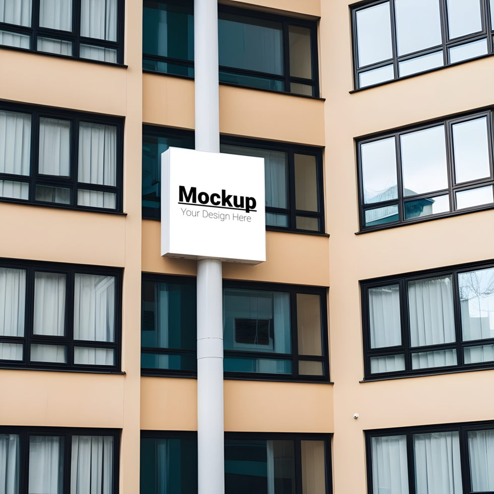 Modern office building with modern sign mockup psd