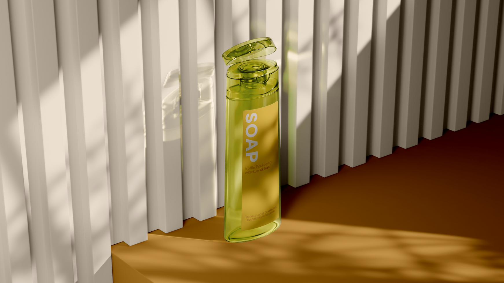 A bottle of perfume sitting on a table psd