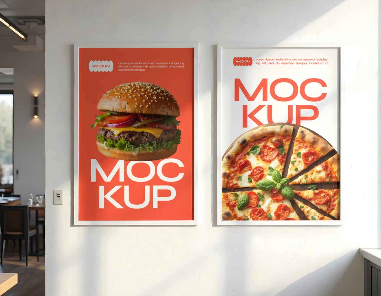 menu frame Restaurant branding Mockup psd