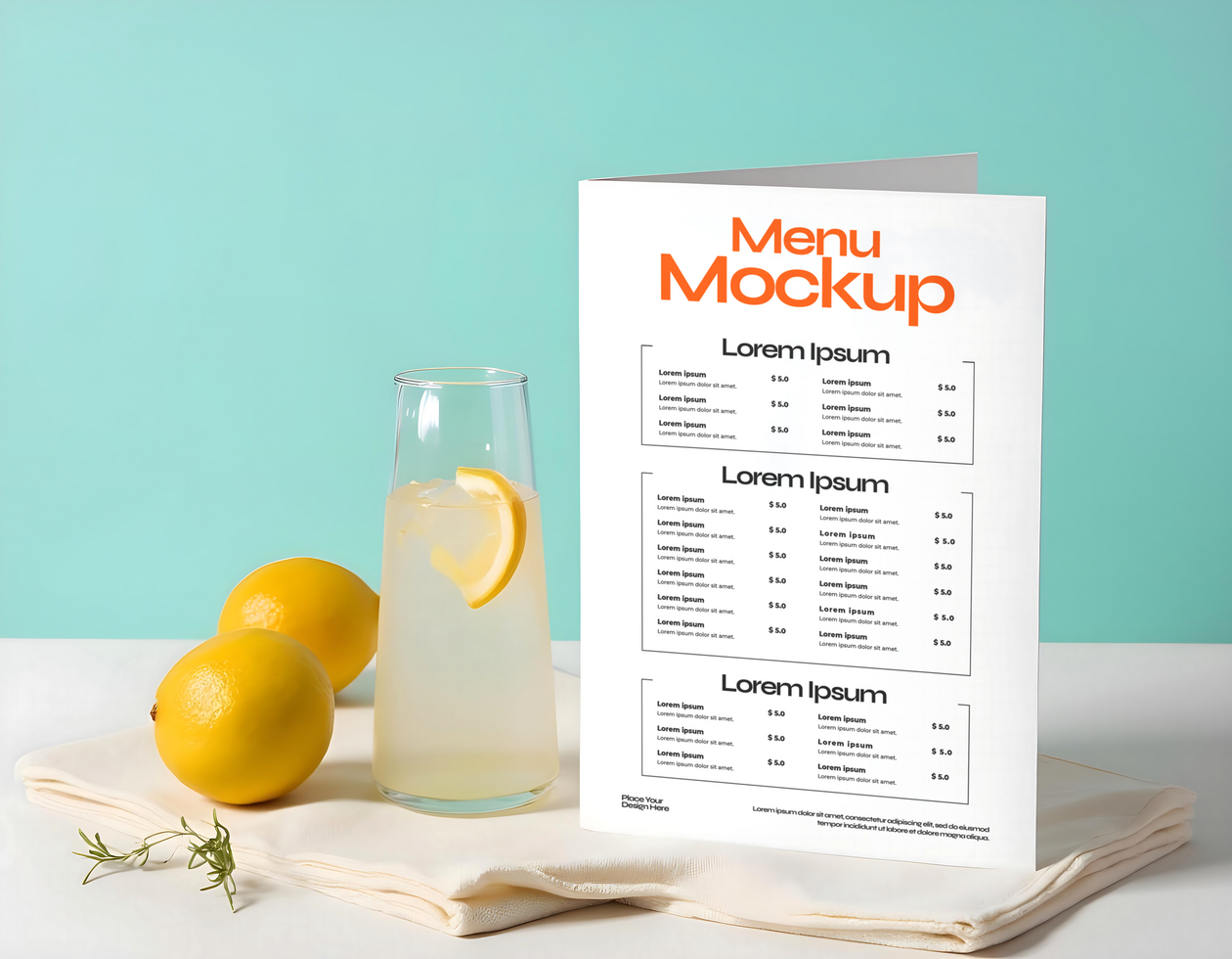book menu mockup Restaurant branding simple psd