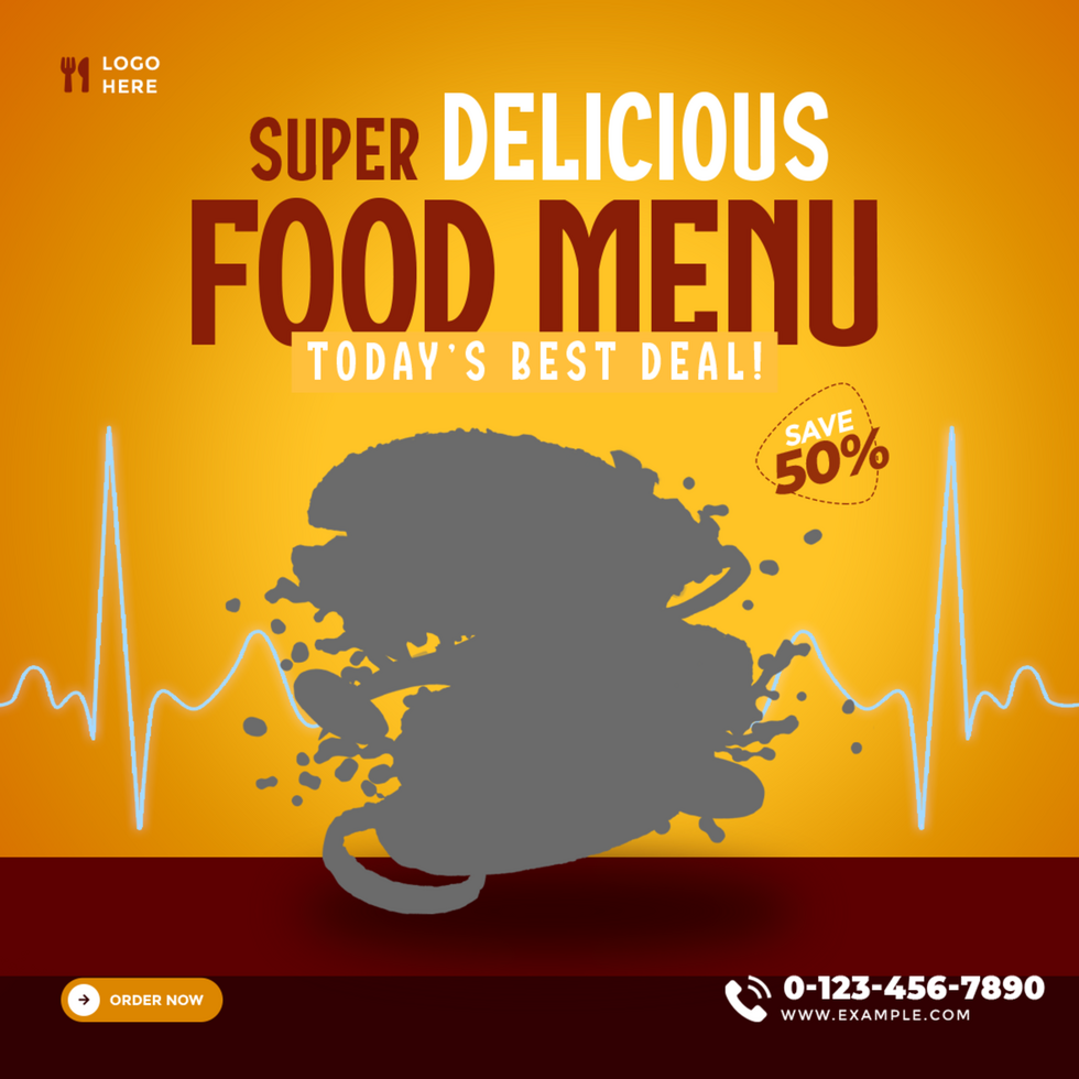 Super Delicious Food Menu Post Social Square Banner Design psd