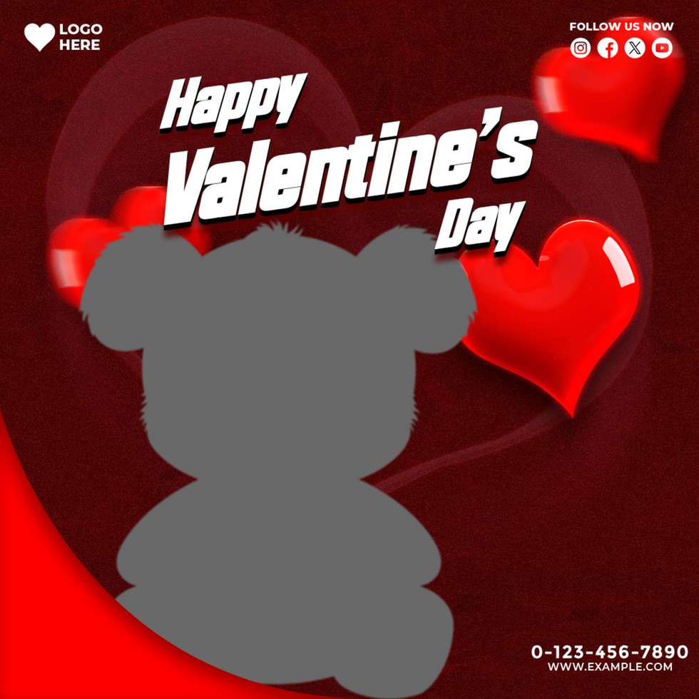 Social Media Post for Valentine's Day with Teddy Bear psd