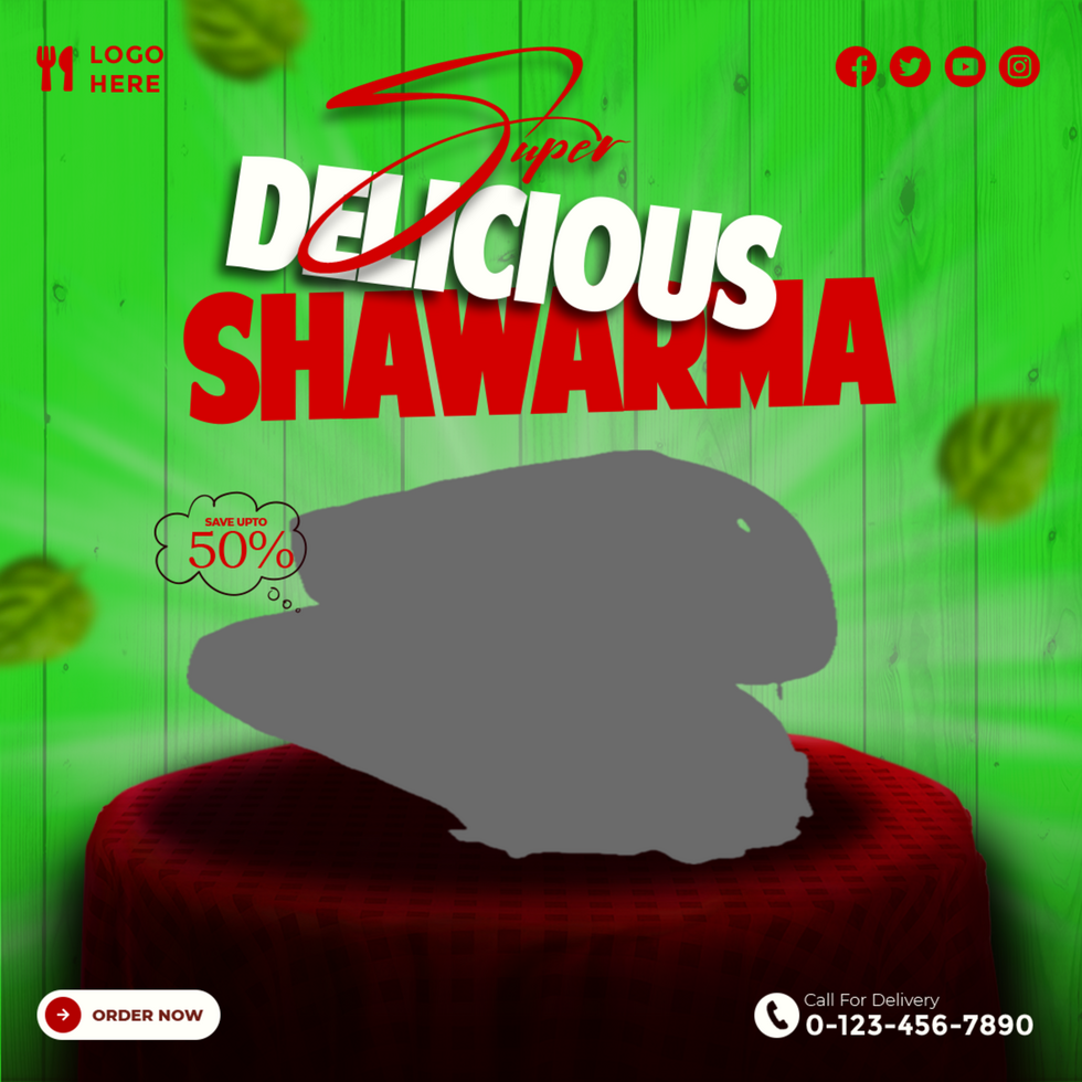 Super Delicious Shawarma Post Social Banner Design psd