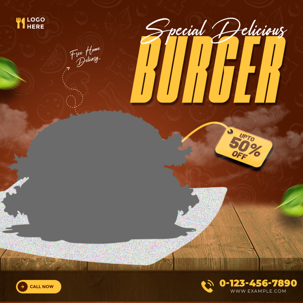 Special Delicious Burger Post Social Banner Design psd