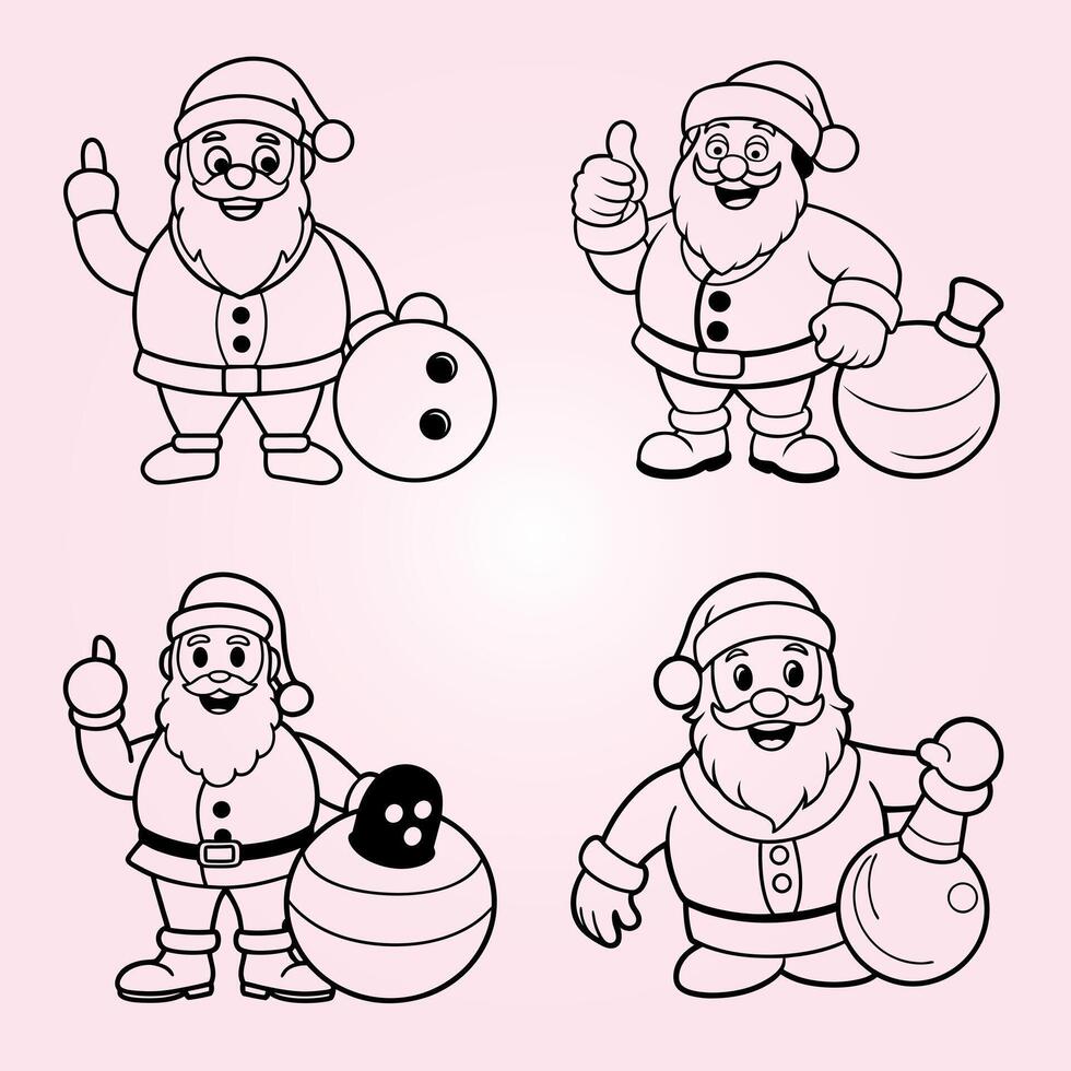 Hand Drawn Santa Claus Line Art for Christmas Designs, Holiday Cards, and Festive Illustrations vector