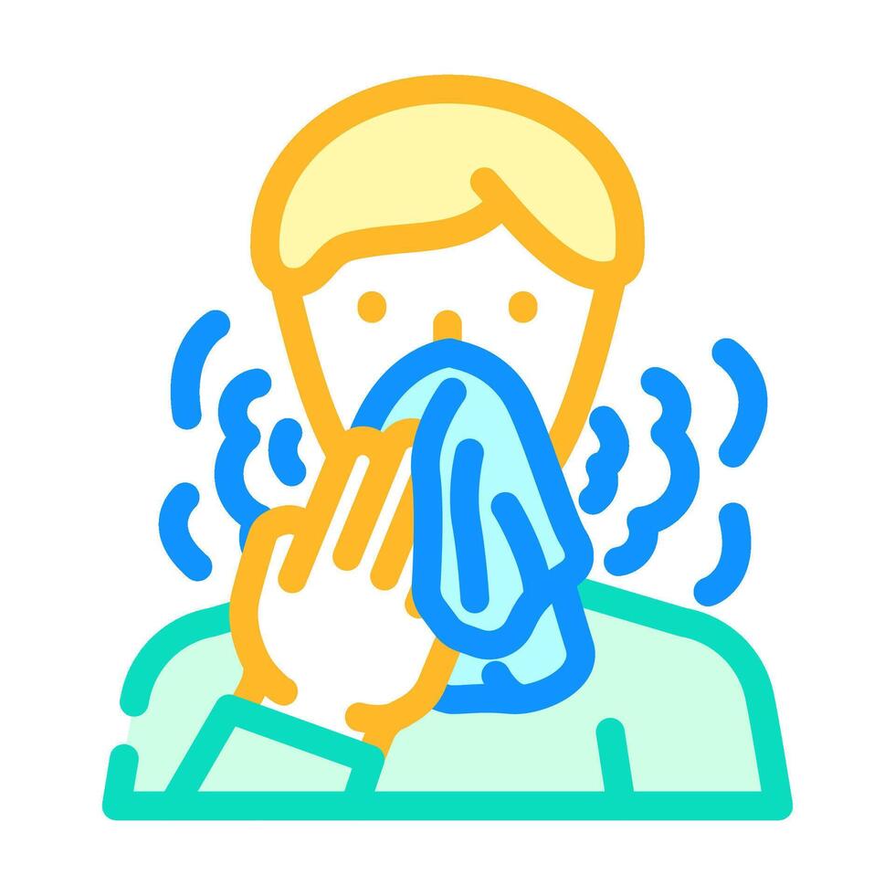 coughing sneezing disease symptom color icon illustration vector