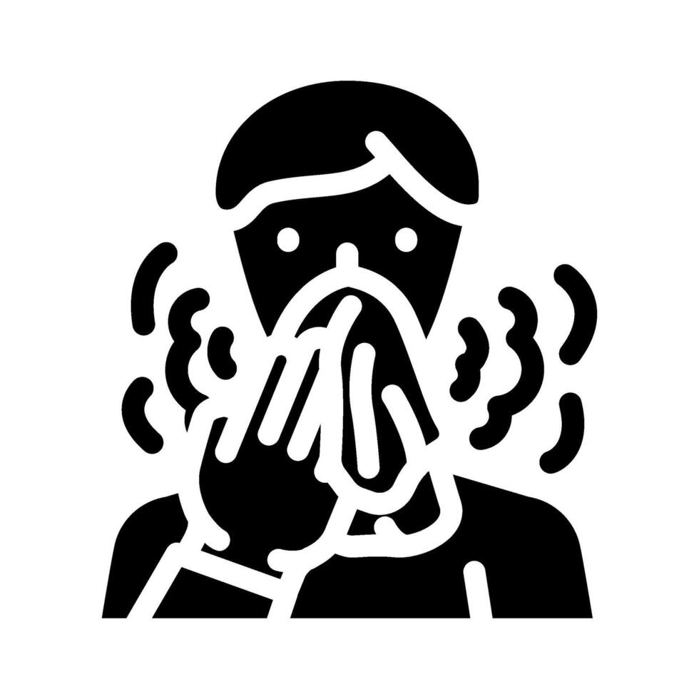 coughing sneezing disease symptom glyph icon illustration vector