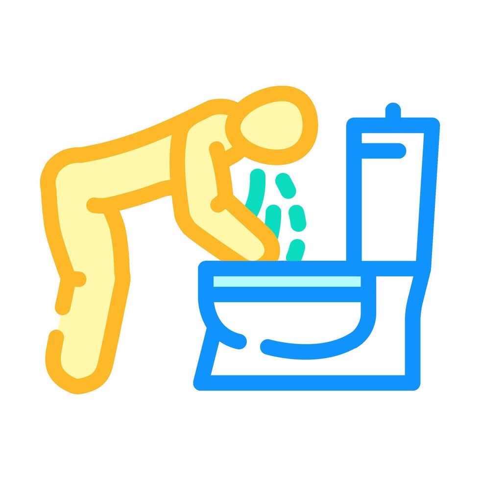 nausea vomiting disease symptom color icon illustration vector